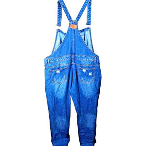 Distressed Denim Overalls Women's Size 13 X-Large Relaxed Pockets